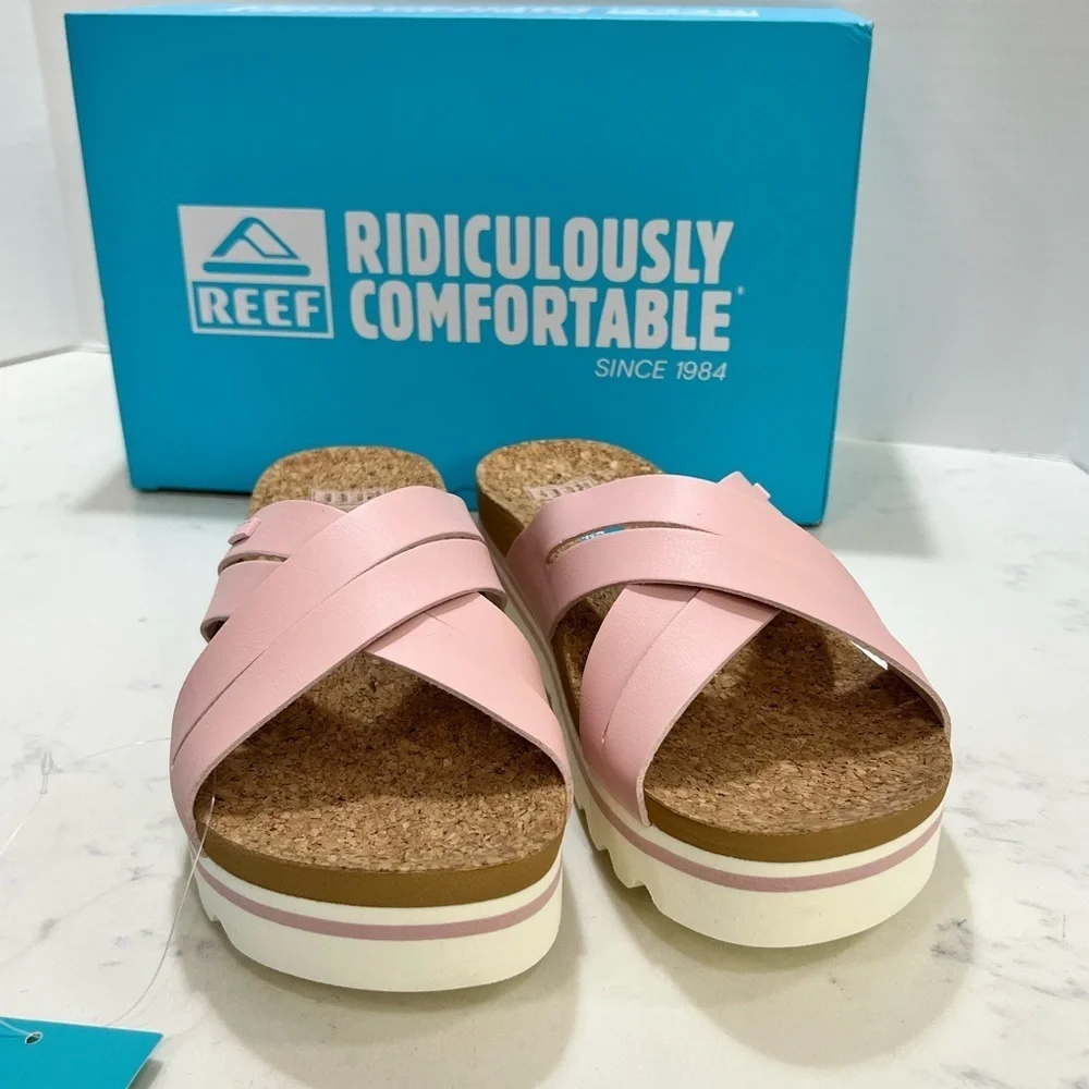 Reef Blush Pink Cork Slide Sandals